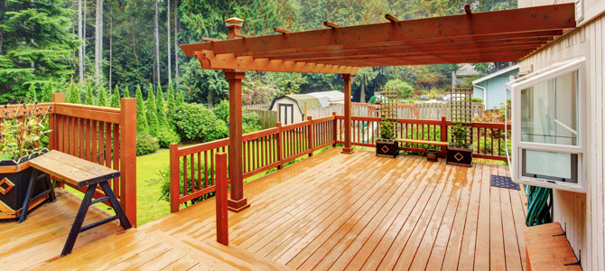 Backyard deck with pergola